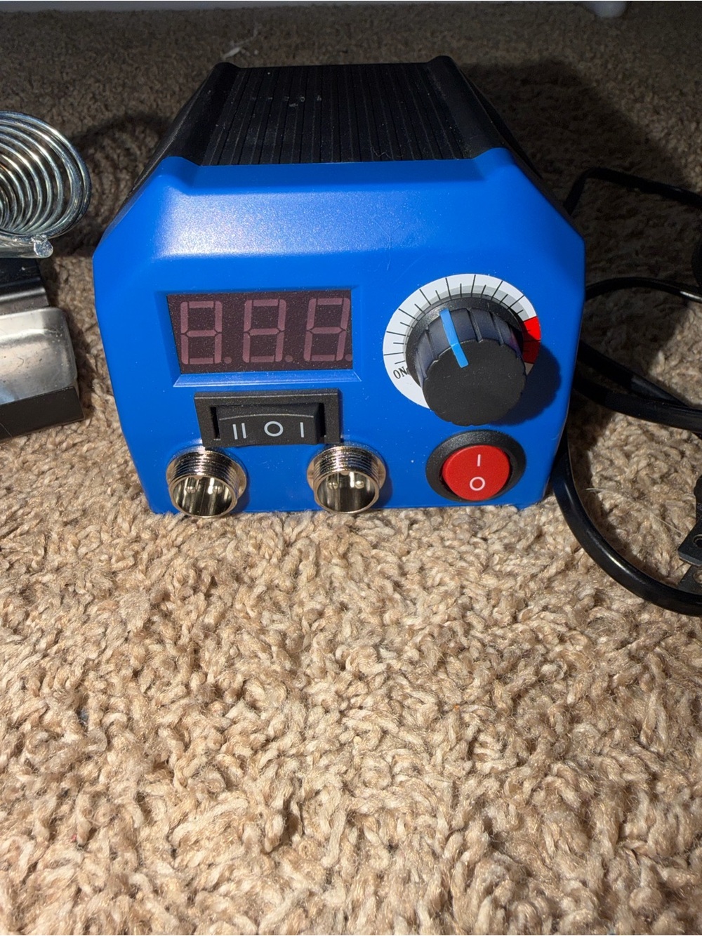 Blue Electronic Soldering Station with Dial and LED Display